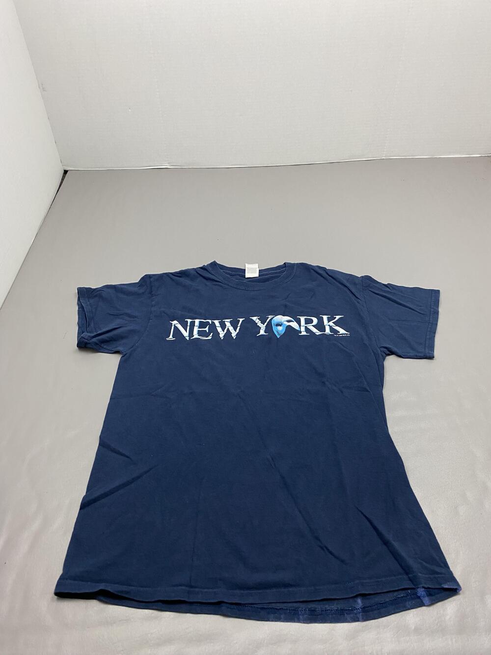 Gildan Shirt Mens M Blue NEW YORK Graphic Tee Phantom Mask TM 1986 Souvenir